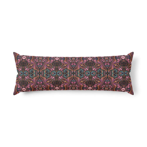 Bohemian Floral 'Sabrina' Body Pillow — Pink & Teal Kaleidoscope Support Cushion