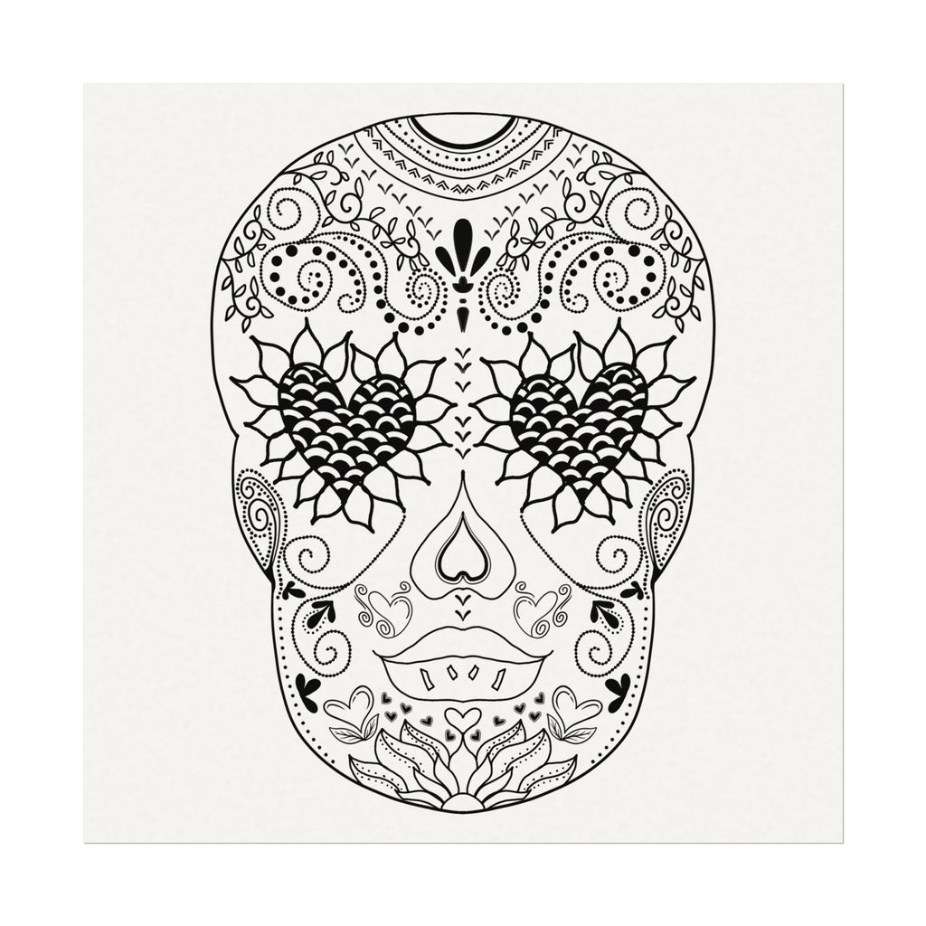 Sugar Skull Day of the Dead Number 3 Coloring Poster on Fine Textured Watercolor Matte Print - Make Your Coloring Pages Stand Out!