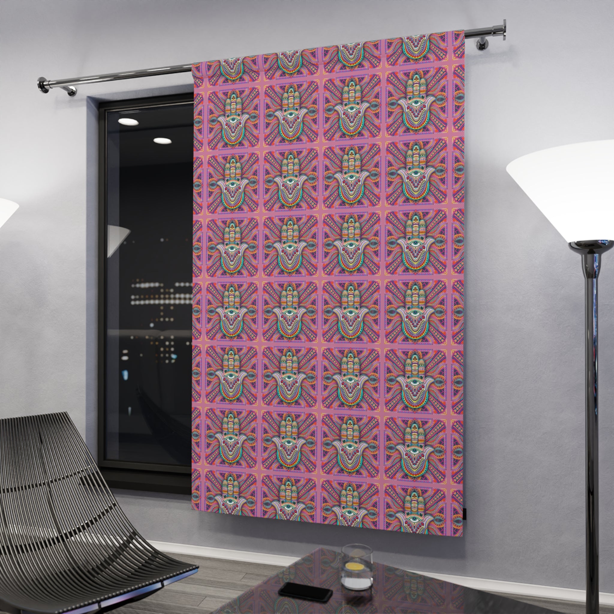Hamsa Blackout Curtain — Colorful Single Panel (50x84)