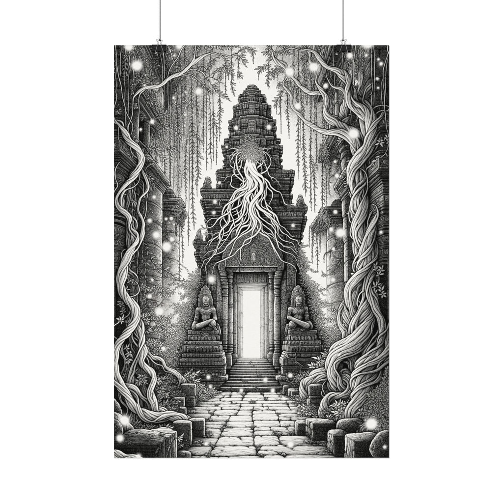 “Temple of Hidden Light” — Fine Art Coloring Poster – Premium Watercolor (285gsm Cold Press Paper) 16x24, 24x36 & Huge 36"x54" inches