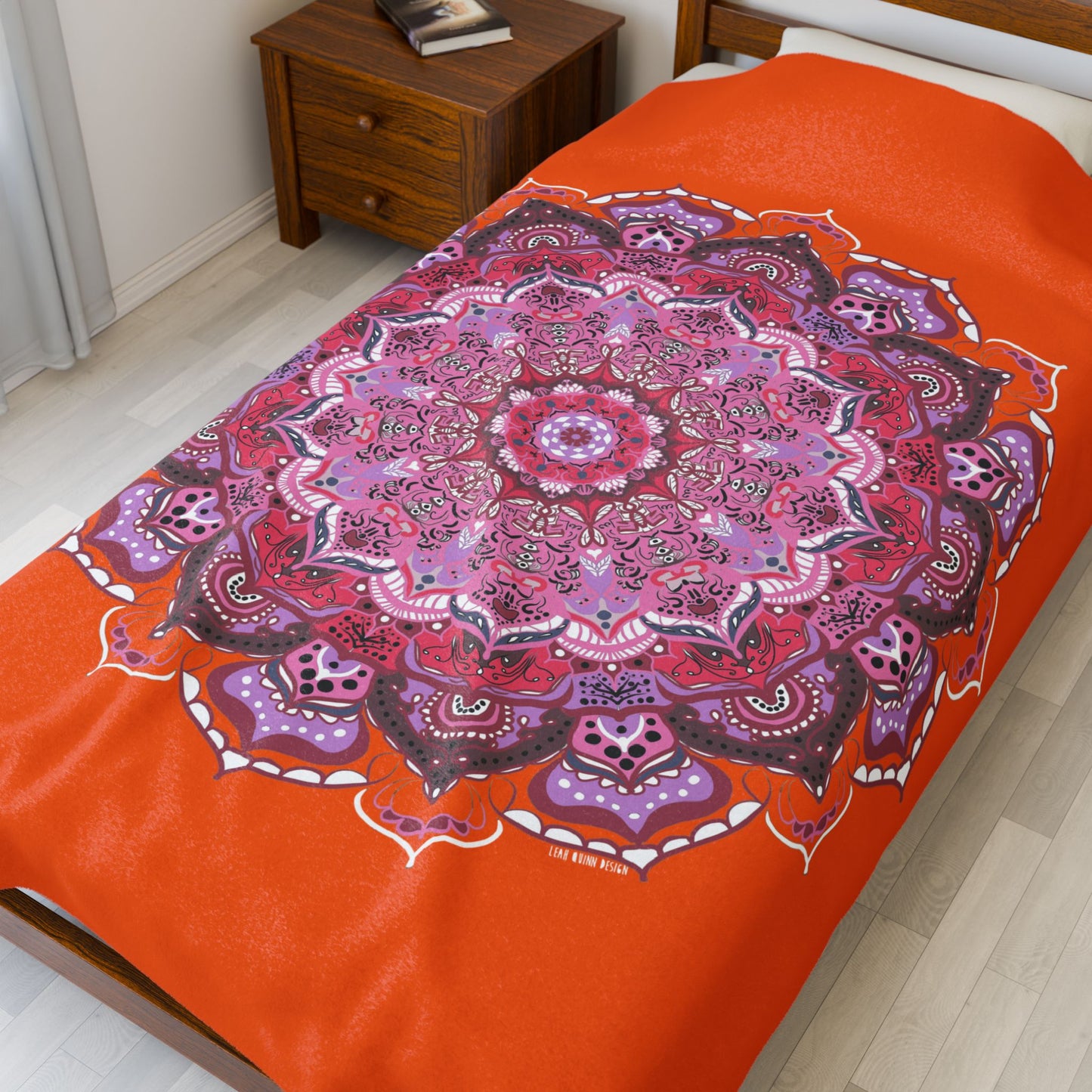 🧡✨ Sacral Chakra Mandala – Velveteen Plush Blanket & Cozy Throw