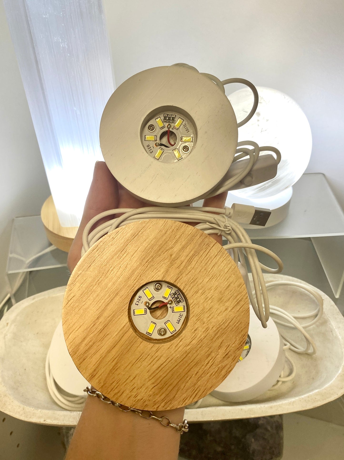 Wood Light Base | LED Stand for Crystal Sphere