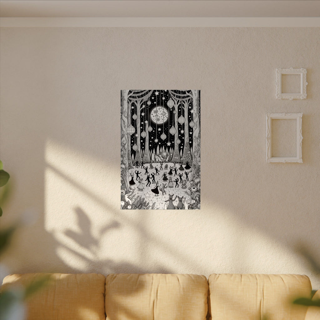 Moonlit Forest Dance – Premium Watercolor Coloring Poster (285gsm Cold Press Paper) 16x24, 24x36 & Huge 36"x54" inches