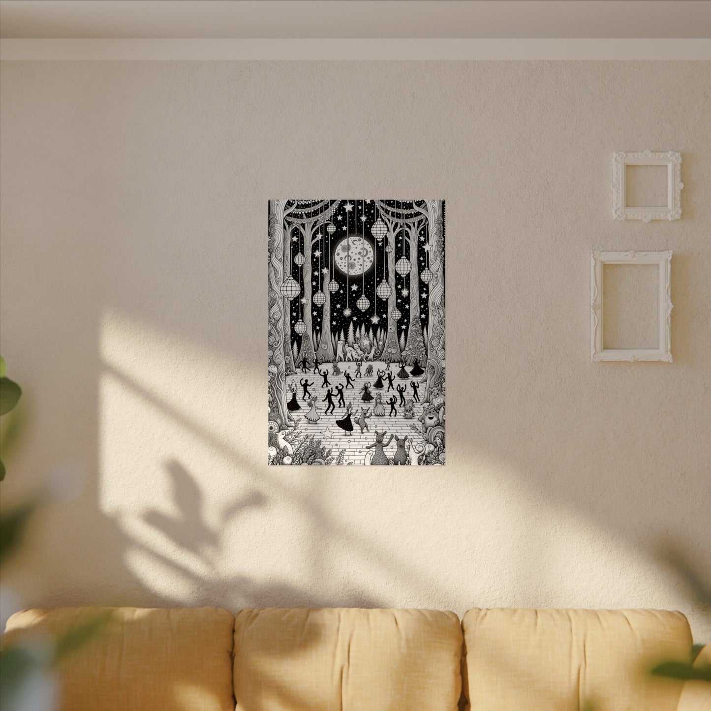 Moonlit Forest Dance – Premium Watercolor Coloring Poster (285gsm Cold Press Paper) 16x24, 24x36 & Huge 36"x54" inches