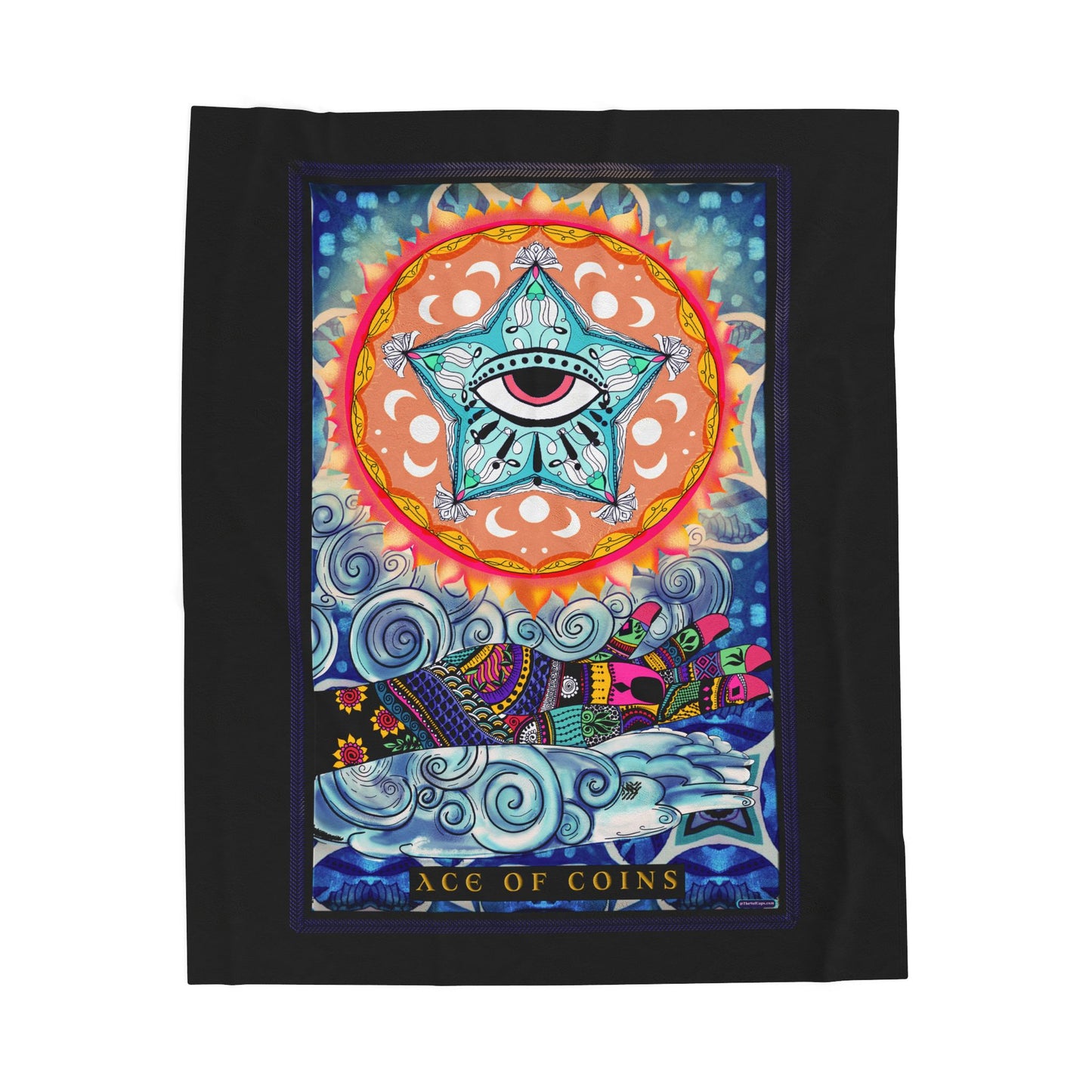 🌞✨ Ace of Coins – Tarot Art Velveteen Plush Blanket & Cozy Throw