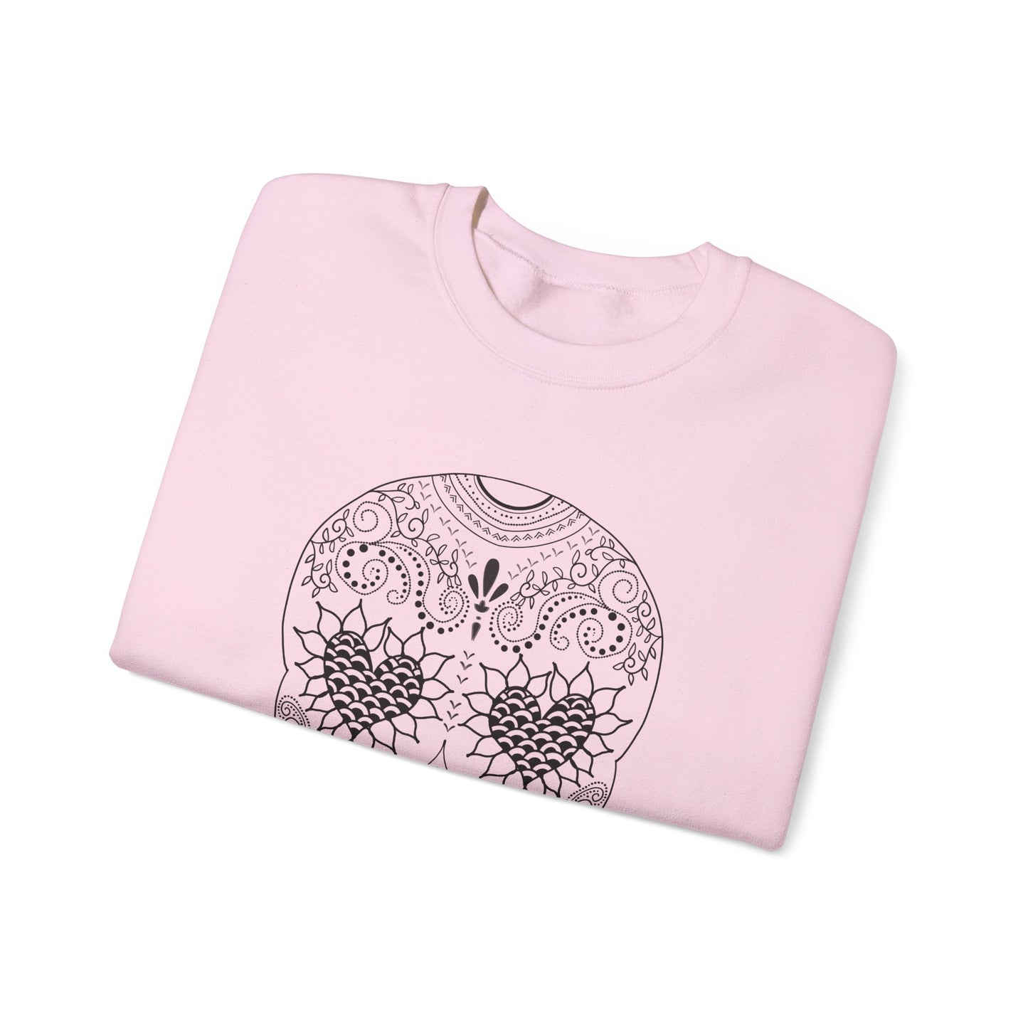 Skull Design Black line original art by Leah Quinn - Unisex Heavy Blend™ Crewneck Sweatshirt Sizes S-5X - Great gifts for the Season