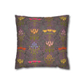 Ornate Floral Tulips in Earth Slate Decorative Square Pillowcase