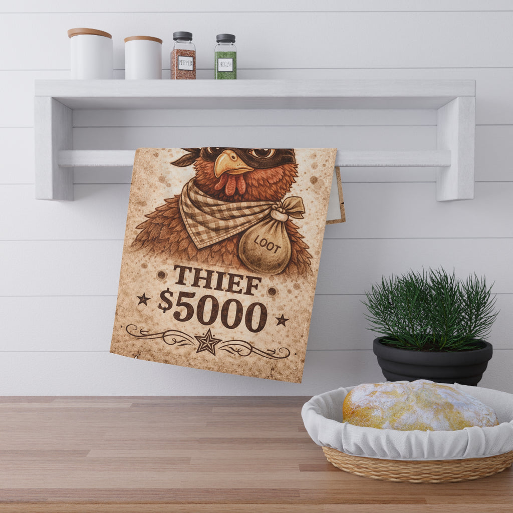 Retro Western Funny Chicken Farmhouse Tea Towel — Design by Leah Quinn©