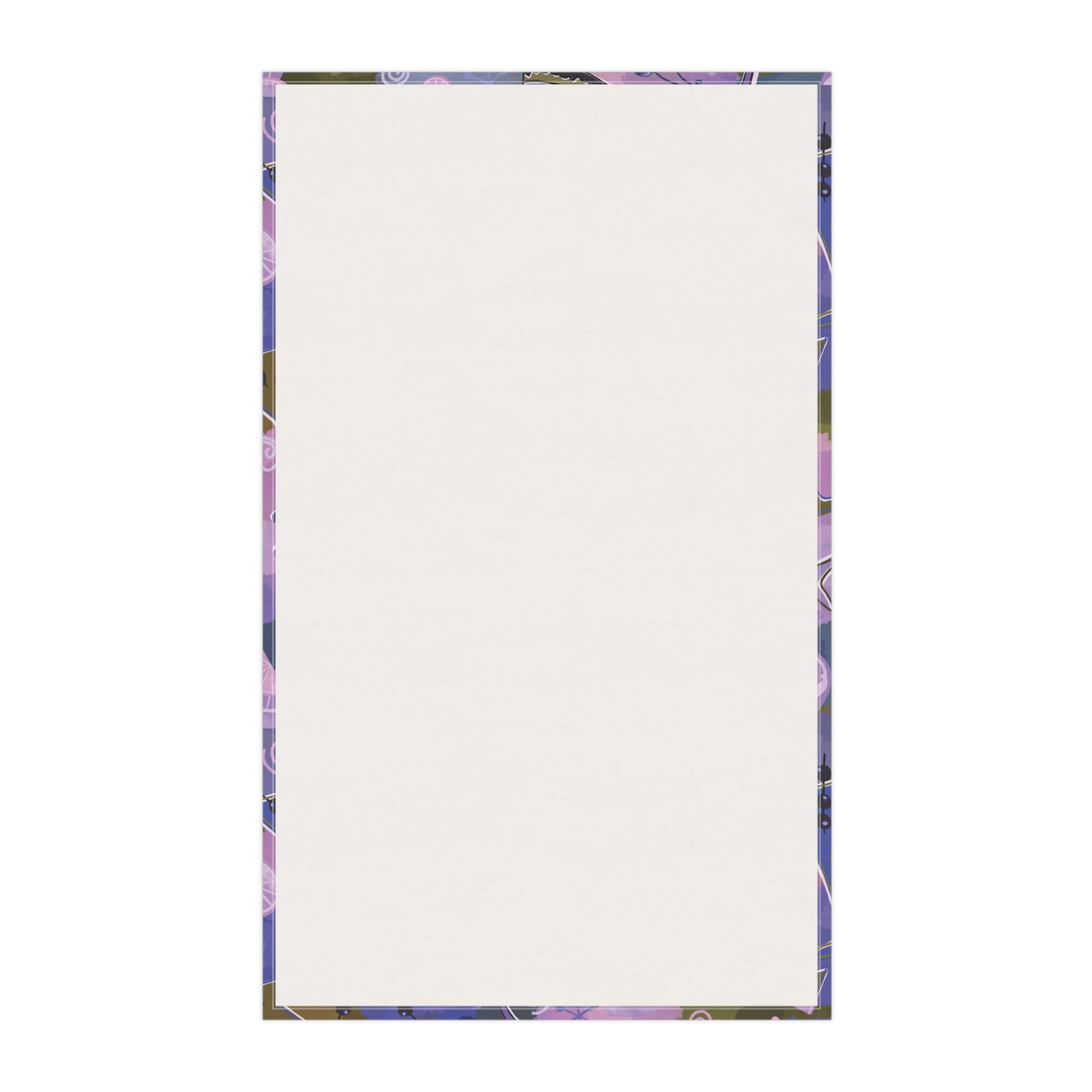 Kitschy Tiki Bar Tea Towel — Mid-Century in Grape and Sage Kitchen Dish Towel