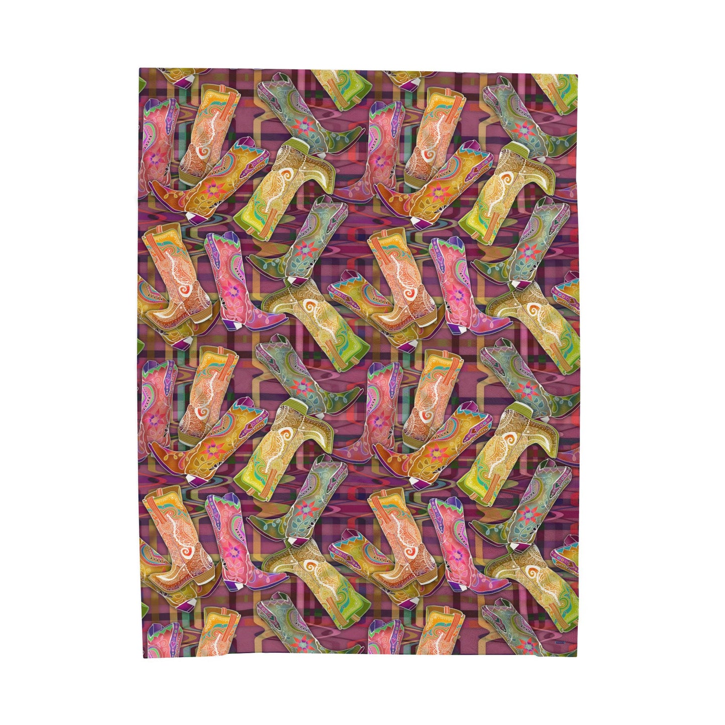 🤠✨ Cowgirl’s Boots – Let’s Go Glamping Velveteen Plush Blanket
