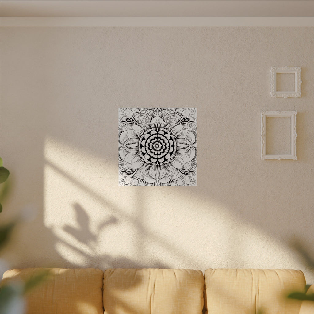 Boho Flower Coloring Poster — Textured Watercolor Matte Print 24x24inch