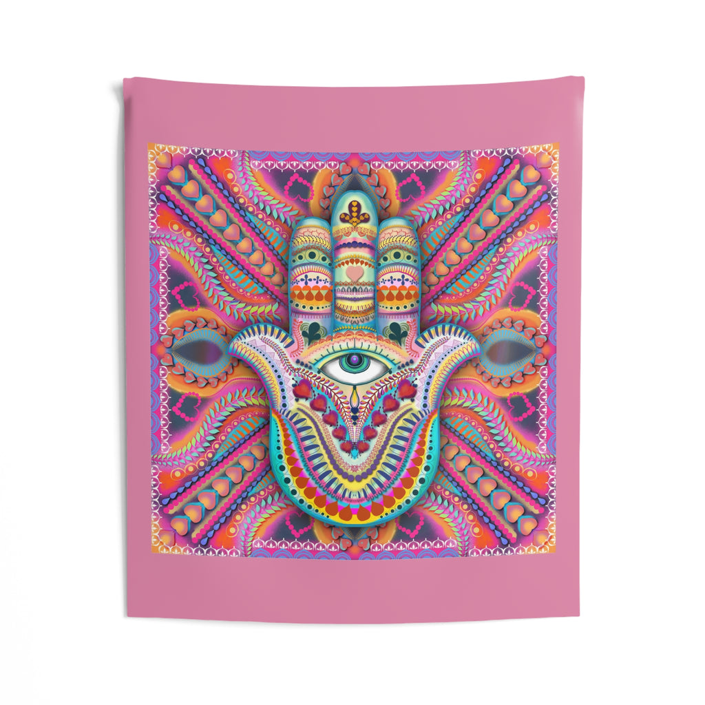 Hamsa Wall Tapestry — Double‑Sided Protective & Abundance Hamsa Art by Leah Quinn