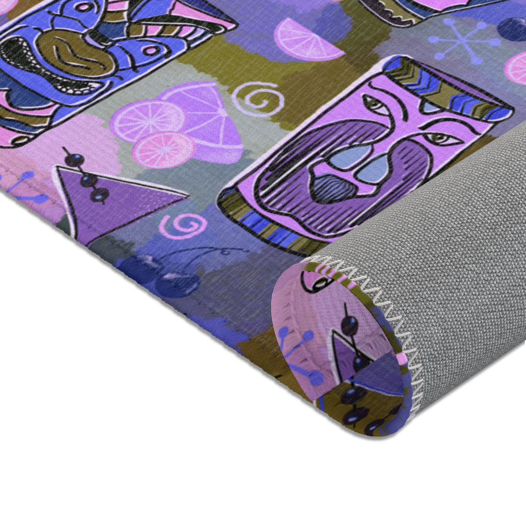 Kitschy Tiki Grape Area Rug — Distressed Ornamental Accent Rug for Living Room, She-Sheds & Man Caves