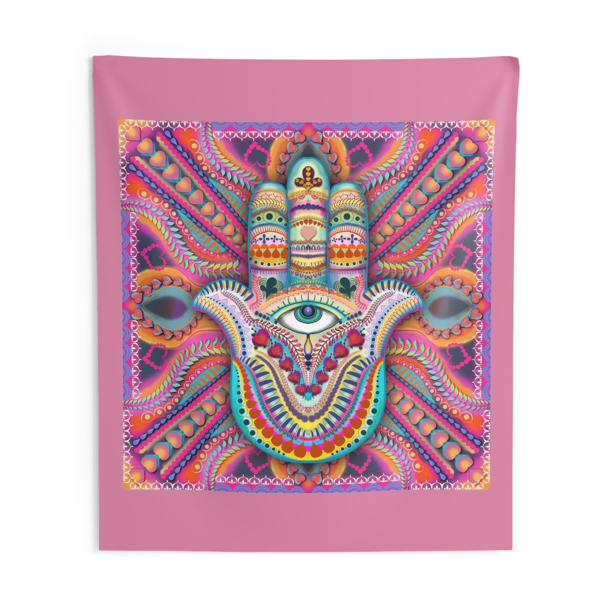 Hamsa Wall Tapestry — Double‑Sided Protective & Abundance Hamsa Art by Leah Quinn