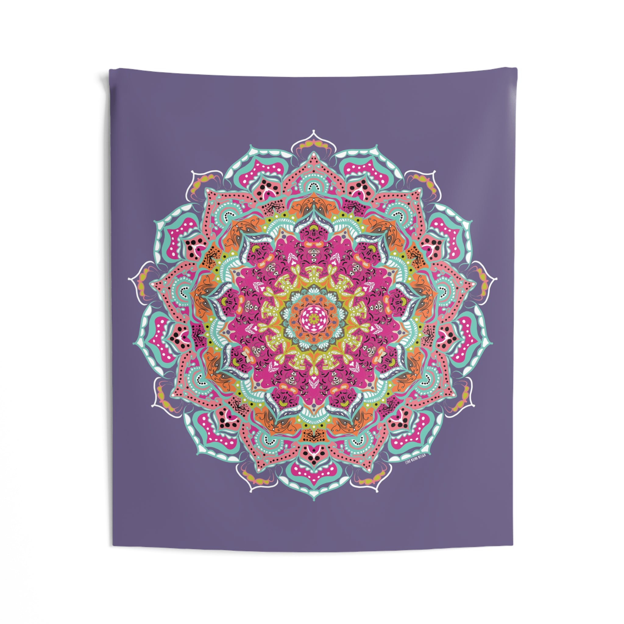 Turquoise & Purple Mandala Wall Tapestry — Meditation Yoga Decor