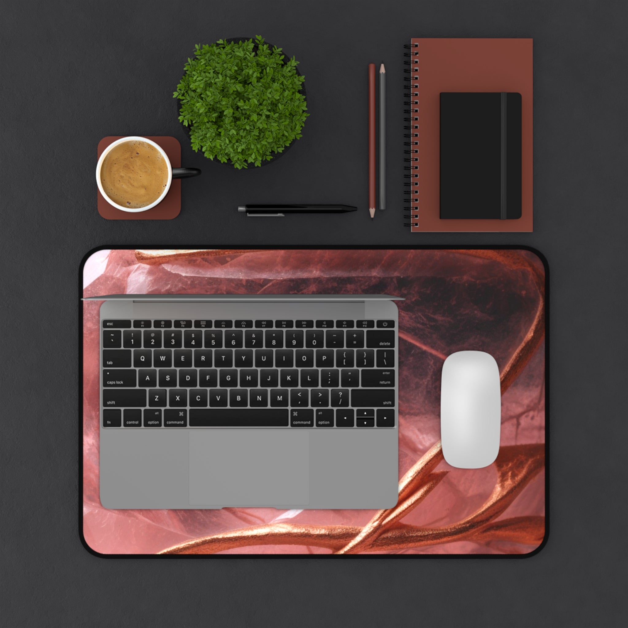 Rose Quartz Crystal Desk Mat — Extra Large Mouse Pad for Tarot Readings
