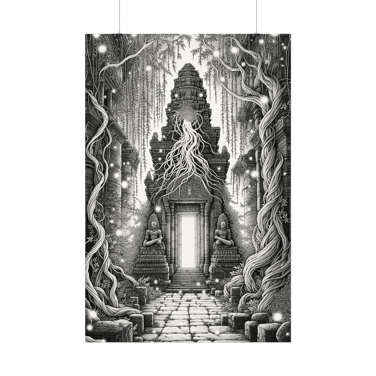 “Temple of Hidden Light” — Fine Art Coloring Poster – Premium Watercolor (285gsm Cold Press Paper) 16x24, 24x36 & Huge 36"x54" inches