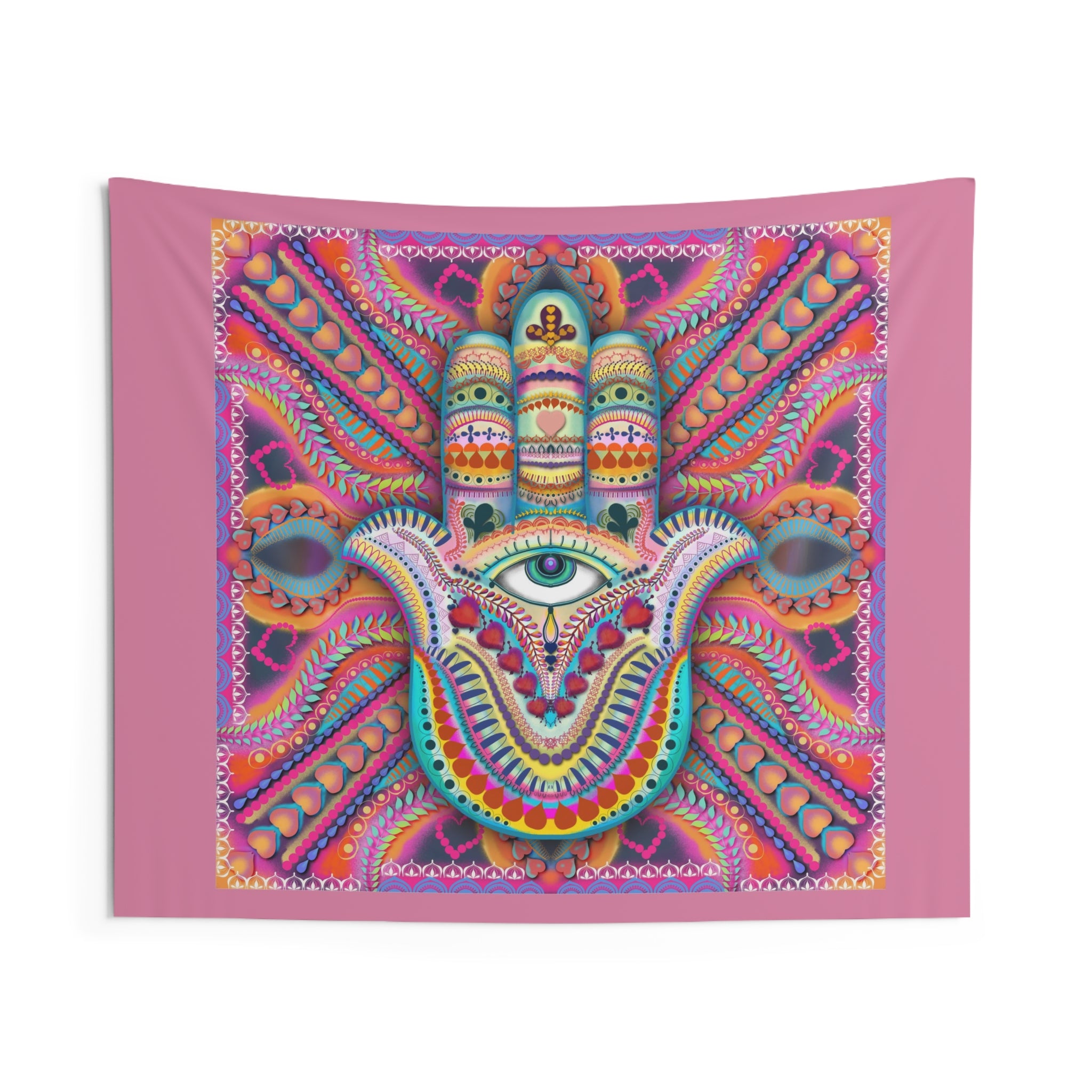 Hamsa Wall Tapestry — Double‑Sided Protective & Abundance Hamsa Art by Leah Quinn