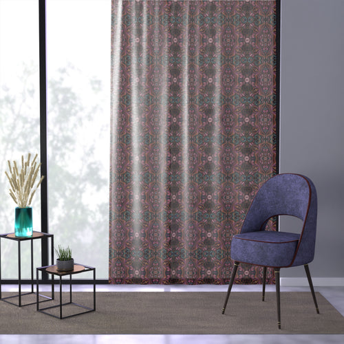 Bohemian Damask Window Curtain in the 'Sabrina Design' — Vintage Floral Pattern Sheer Panel