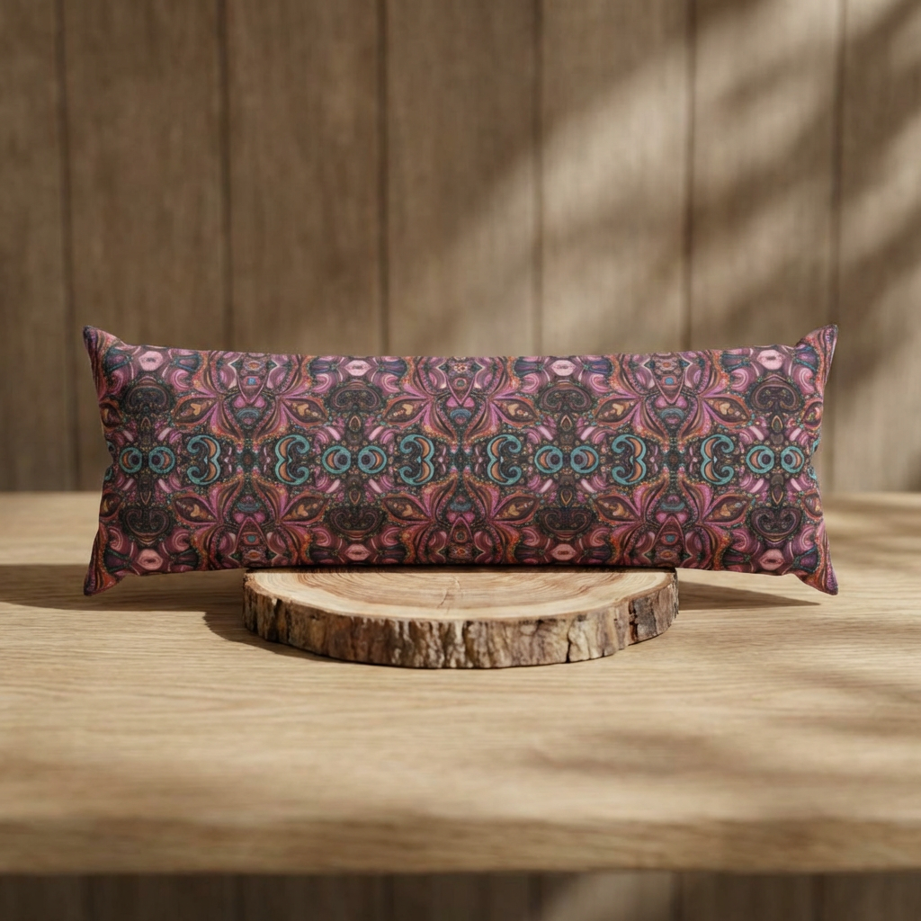 Bohemian Floral 'Sabrina' Body Pillow — Pink & Teal Kaleidoscope Support Cushion