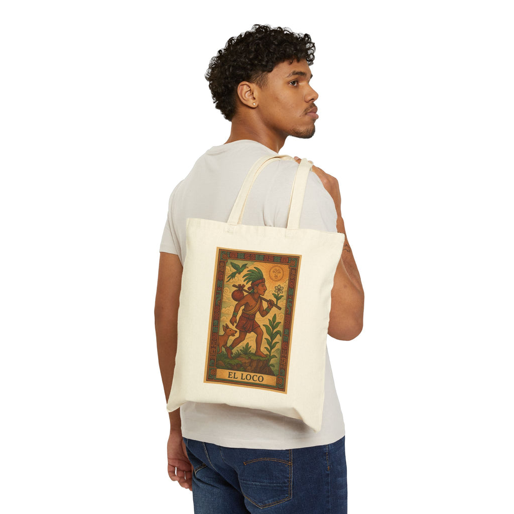 The Fool (El Loco) Tarot Card Canvas Tote Bag — Cotton Shopping Tote