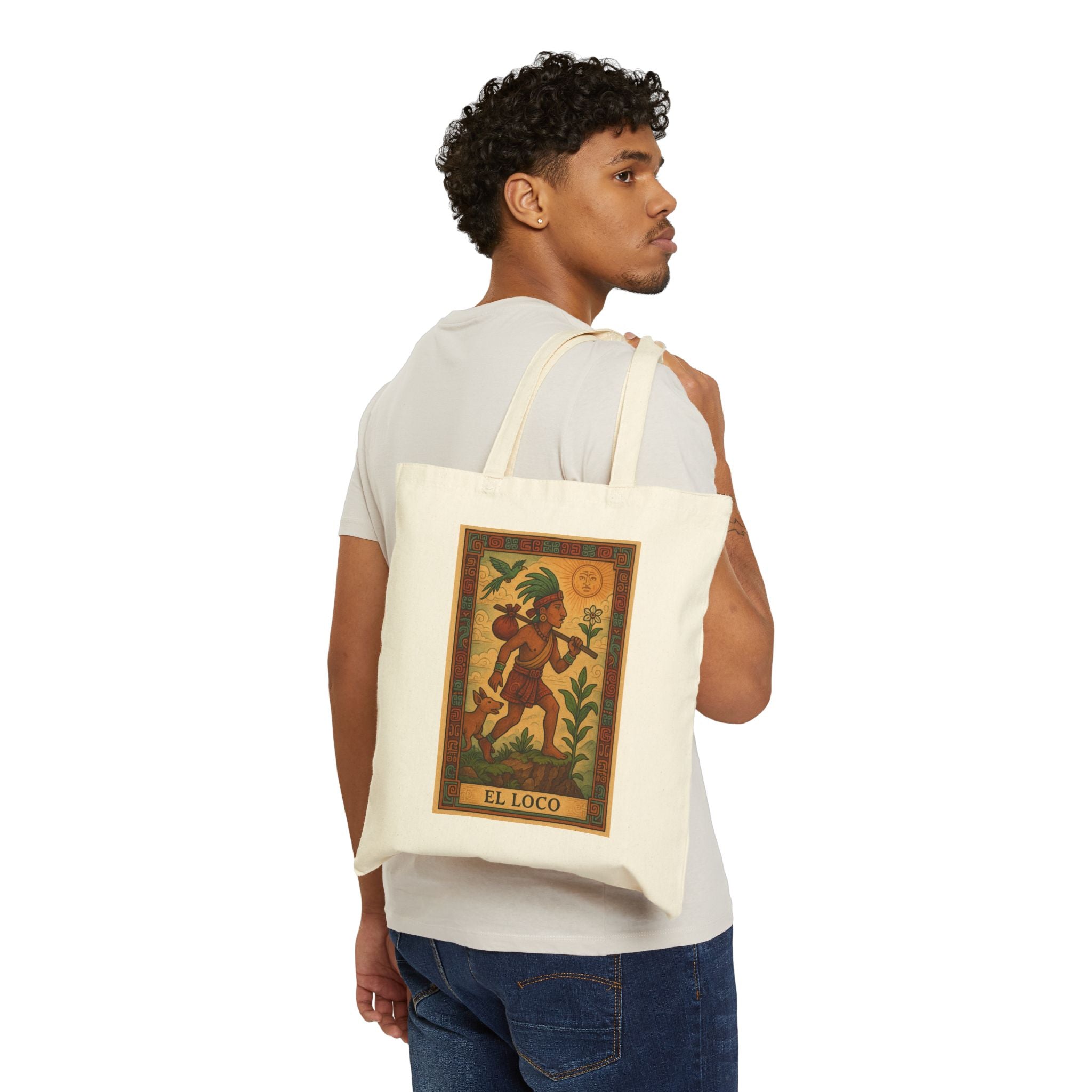 The Fool (El Loco) Tarot Card Canvas Tote Bag — Cotton Shopping Tote