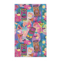 Kitschy Tiki Bar Tea Towel — Mid-Century in Multi Colors and Pinks Kitchen Dish Towel