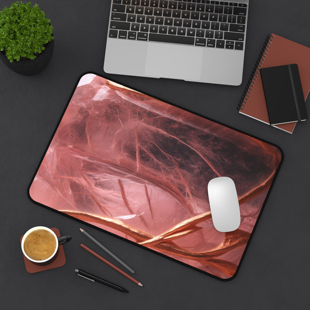 Rose Quartz Crystal Desk Mat — Extra Large Mouse Pad for Tarot Readings