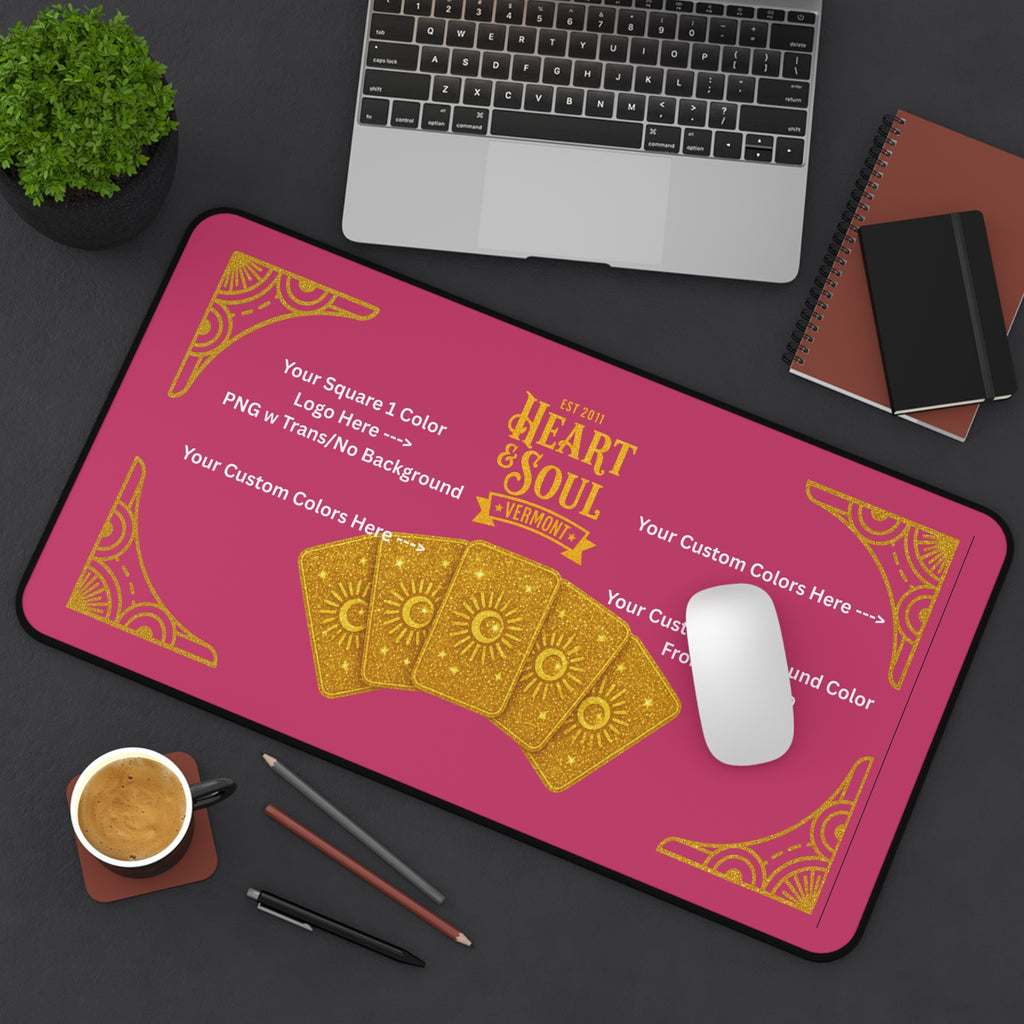 Custom Gold Glitter Desk Mat — Extra Large 12x22 Mouse Pad with Your Company Logo