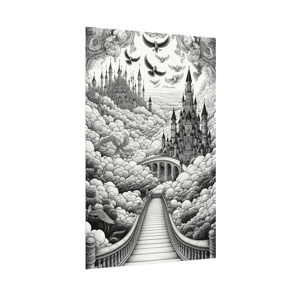 “Kingdom in the Clouds”  Fine Art Coloring Poster – Premium Watercolor (285gsm Cold Press Paper) 16x24, 24x36 & Huge 36"x54" inches