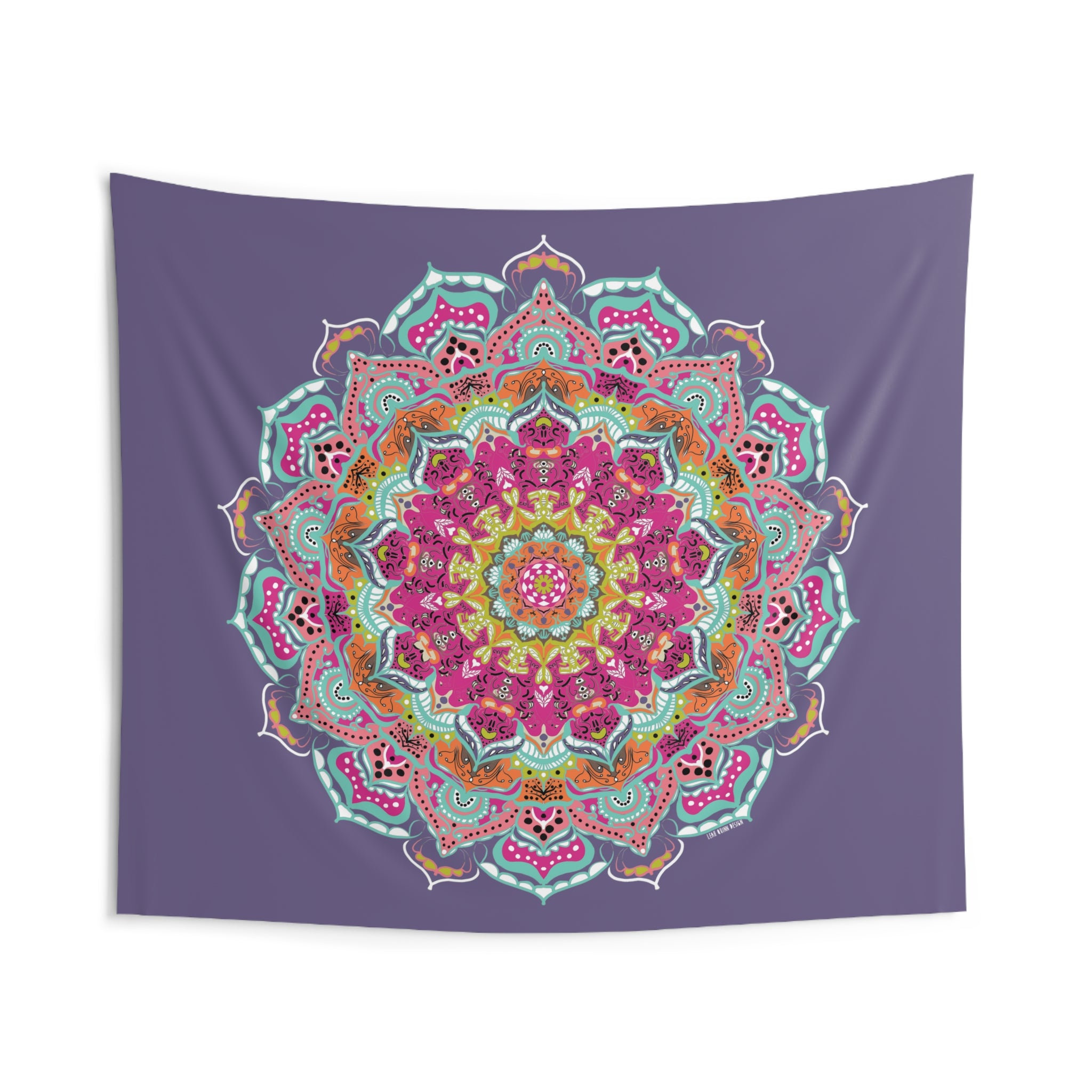 Turquoise & Purple Mandala Wall Tapestry — Meditation Yoga Decor