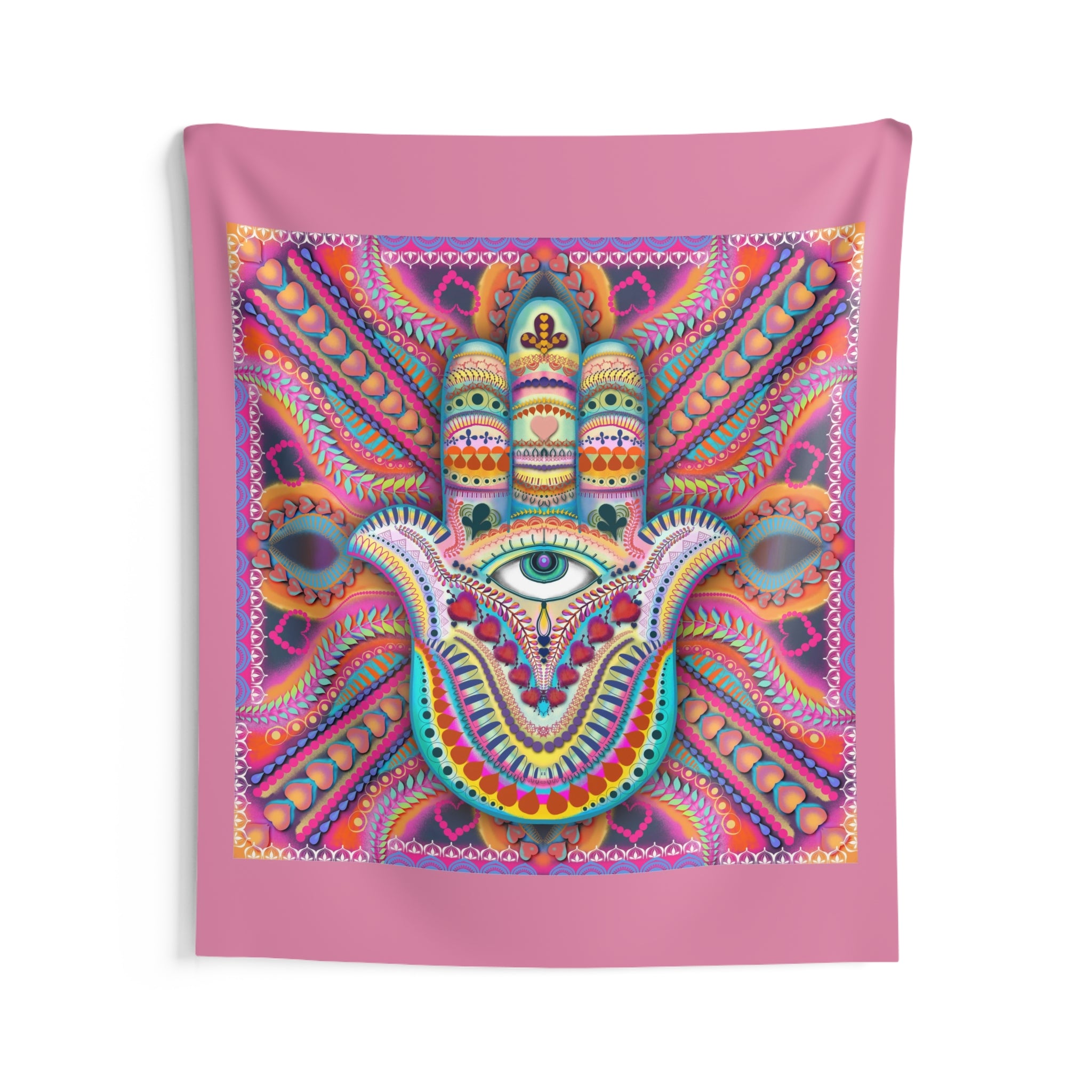 Hamsa Wall Tapestry — Double‑Sided Protective & Abundance Hamsa Art by Leah Quinn
