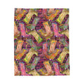 Lets Go Glamping Velveteen Plush Blanket — Multicolor Cowgirl Boots Boho Throw