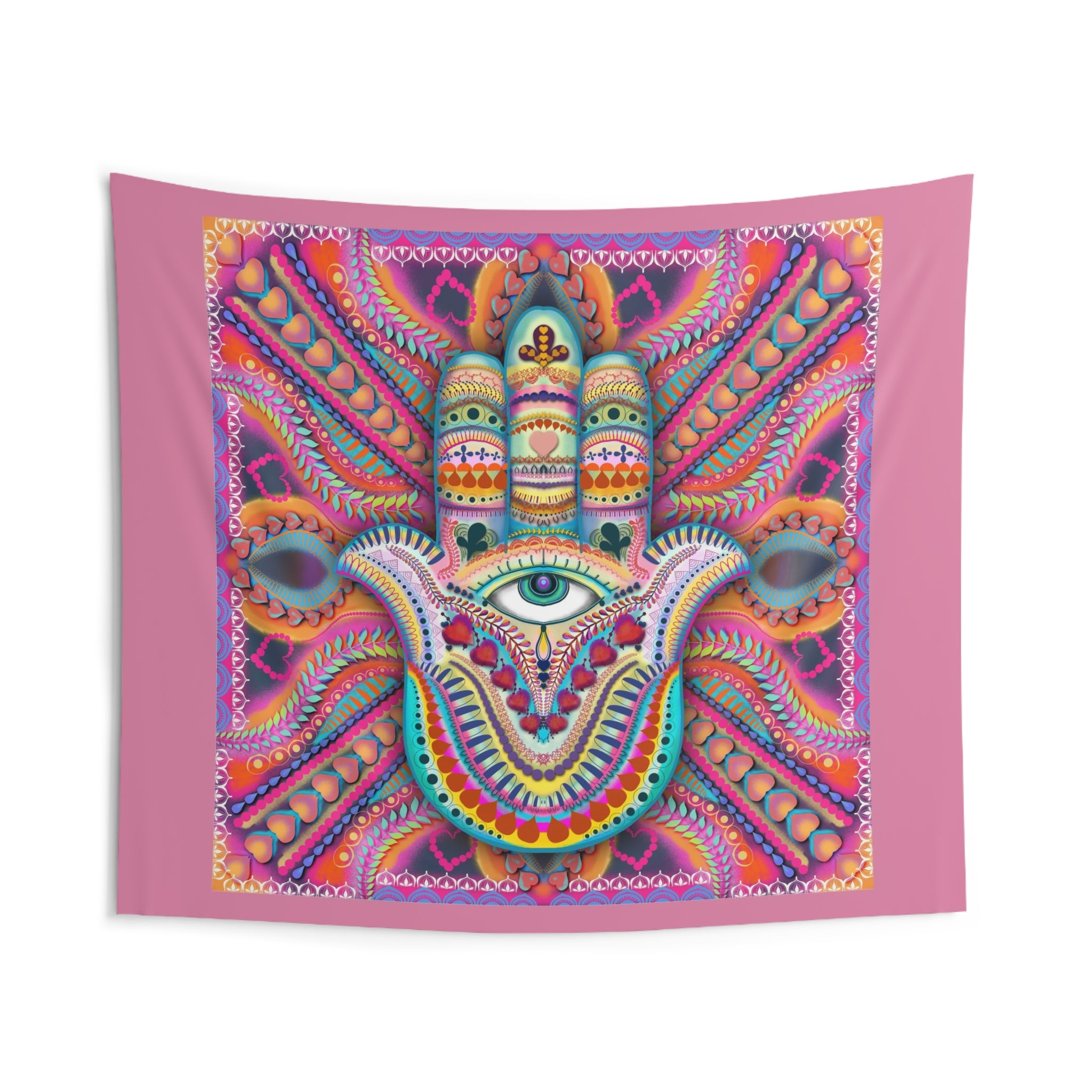 Hamsa Wall Tapestry — Double‑Sided Protective & Abundance Hamsa Art by Leah Quinn