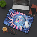 Boho Sun & Moon Sky Blues and Pink Desk Mat — Celestial Extra Large Mouse Pad-Desk Mat