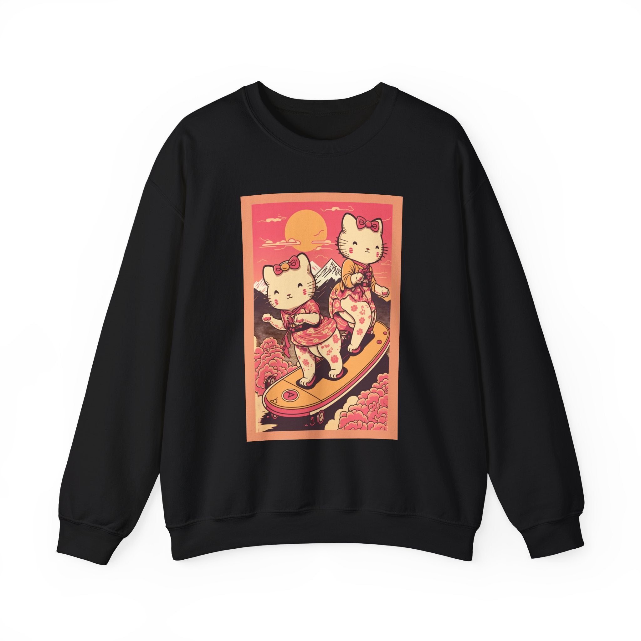Cute Kittens Skateboarding Unisex Sweatshirt for Cat Lovers and Teens