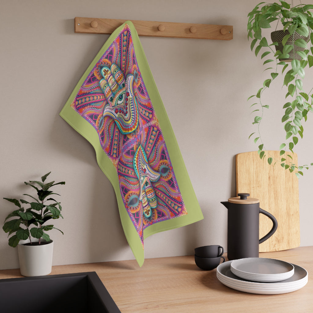 Hamsa Kitchen Tea Towel — 'Protects from Evil Eye' Dish Towel (Hamsa Number 3 Design) in my Hamsa Home Decor Collection