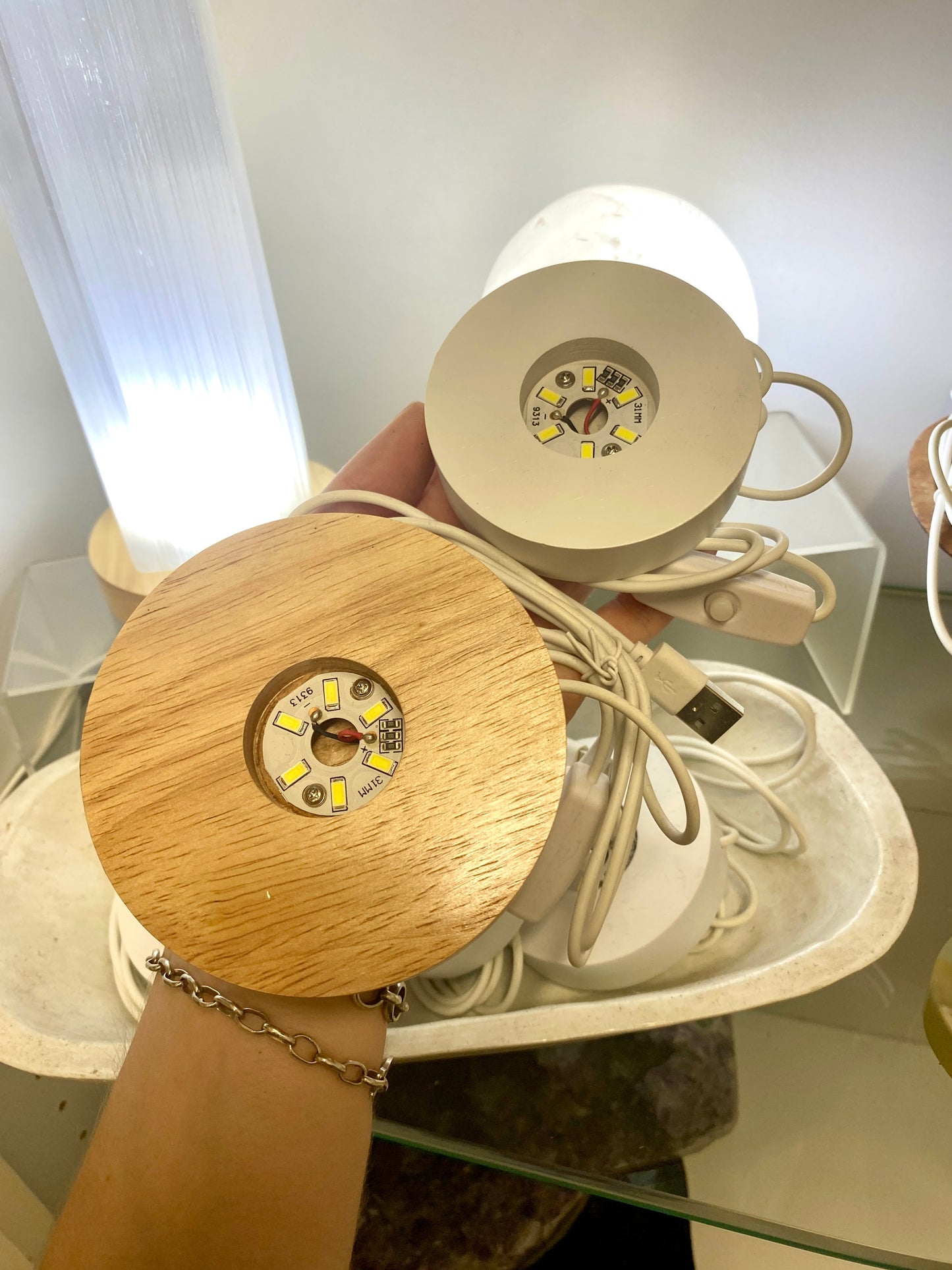 Wood Light Base | LED Stand for Crystal Sphere