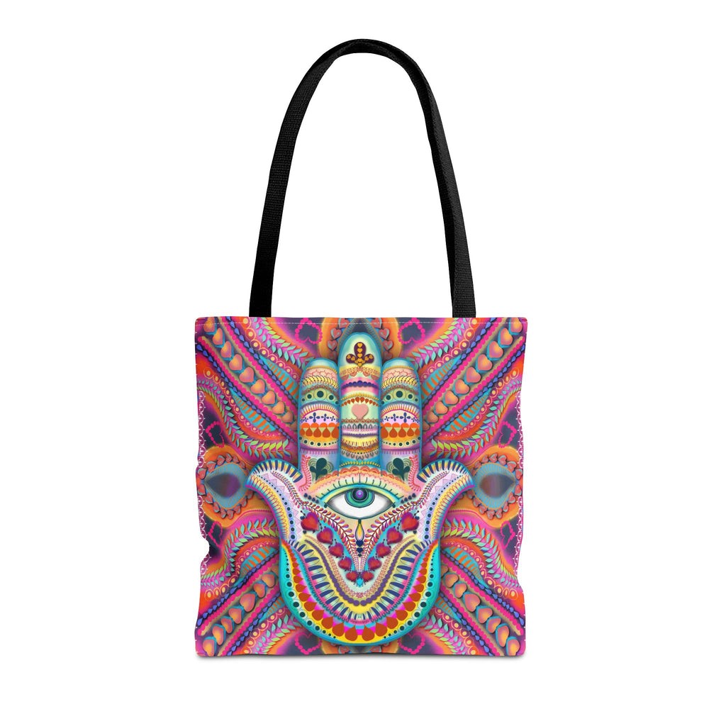Hamsa Eye Tote Bag — Psychedelic Boho All-Over Print