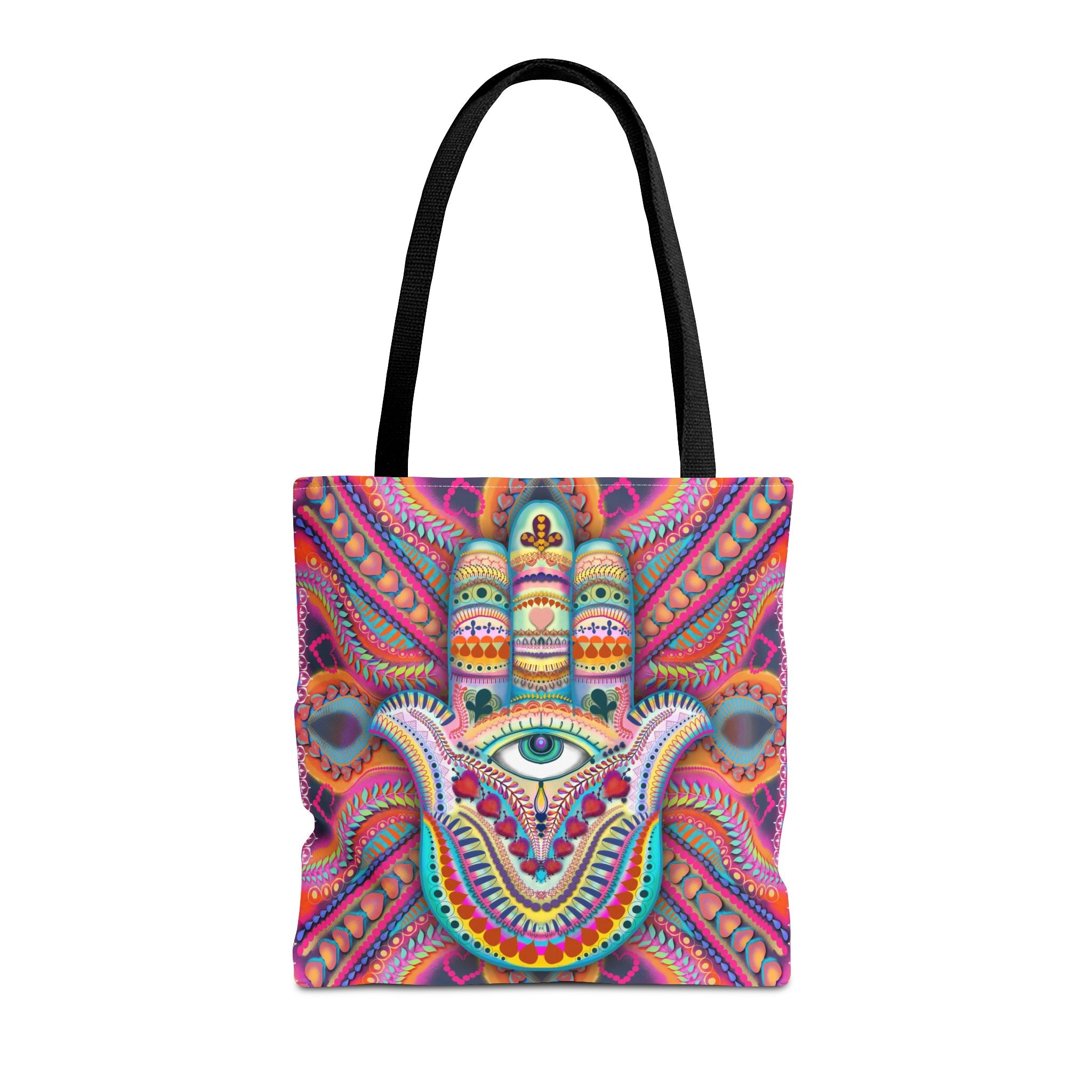 Hamsa Eye Tote Bag — Psychedelic Boho All-Over Print