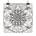 Boho Flower Coloring Poster — Textured Watercolor Matte Print 24x24inch