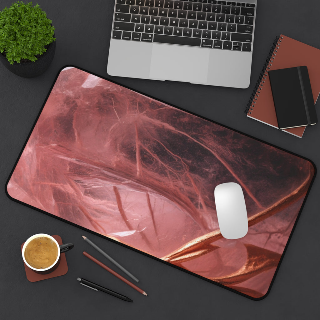 Rose Quartz Crystal Desk Mat — Extra Large Mouse Pad for Tarot Readings