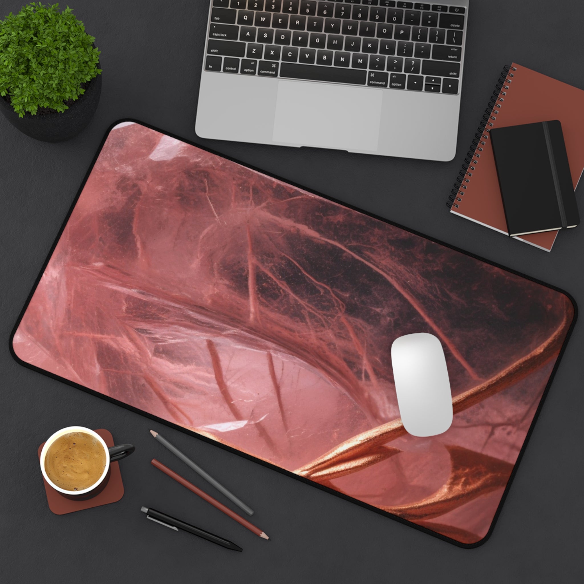 Rose Quartz Crystal Desk Mat — Extra Large Mouse Pad for Tarot Readings
