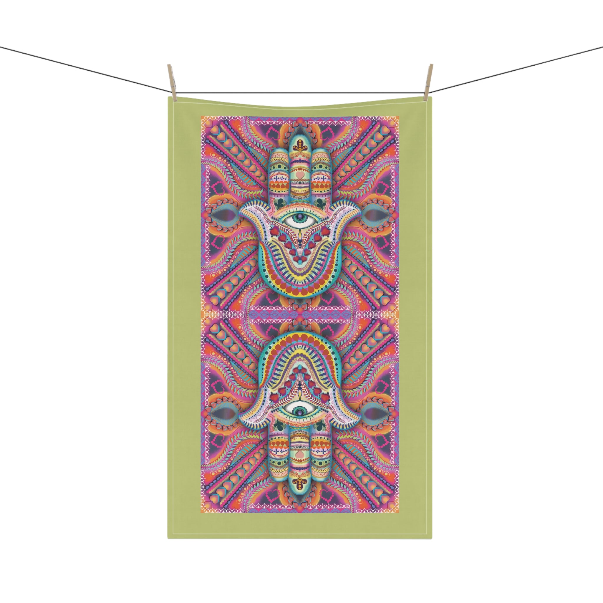 Hamsa Kitchen Tea Towel — 'Protects from Evil Eye' Dish Towel (Hamsa Number 3 Design) in my Hamsa Home Decor Collection