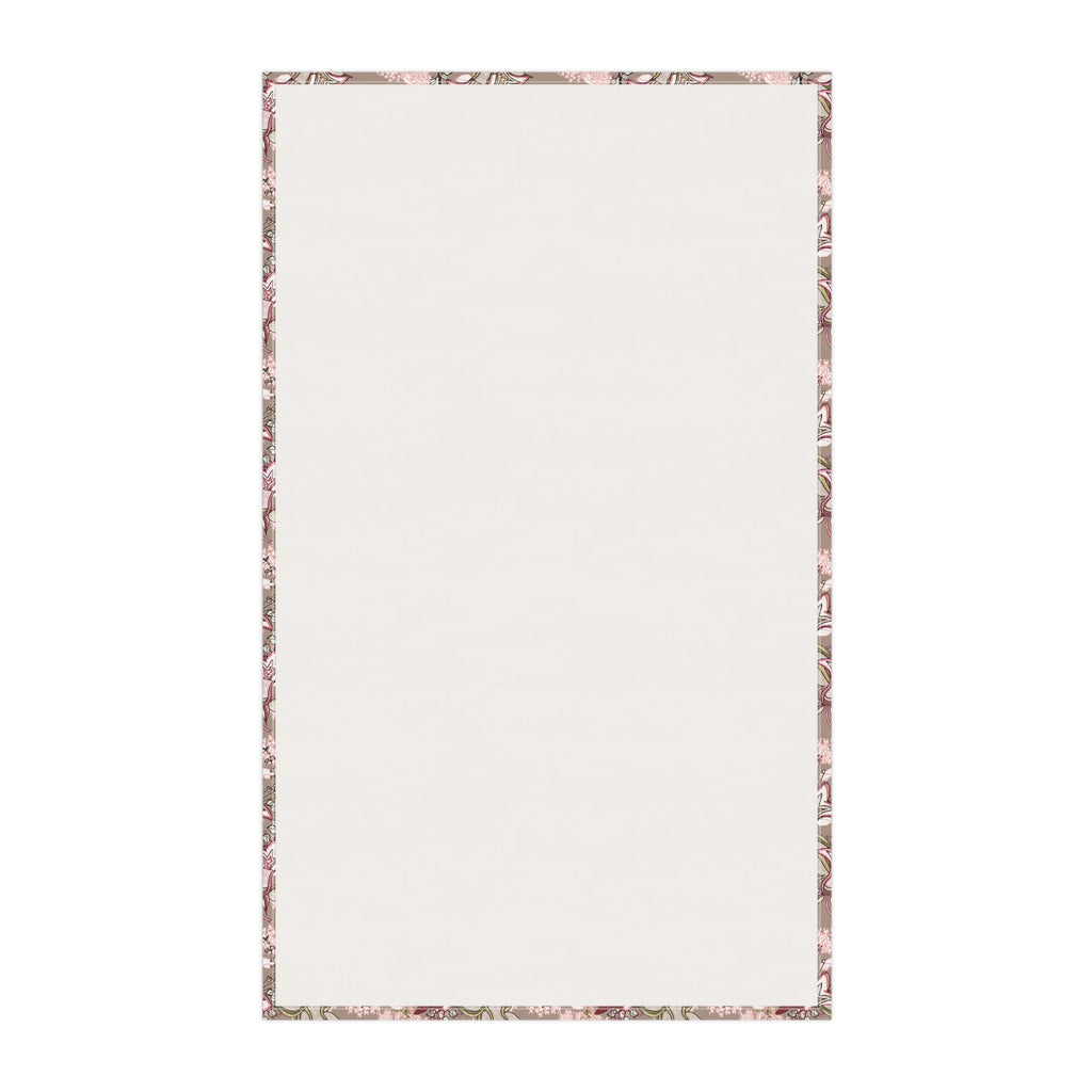 Vintage Wildflowers & Iris Blush Pink Kitchen Tea Towel