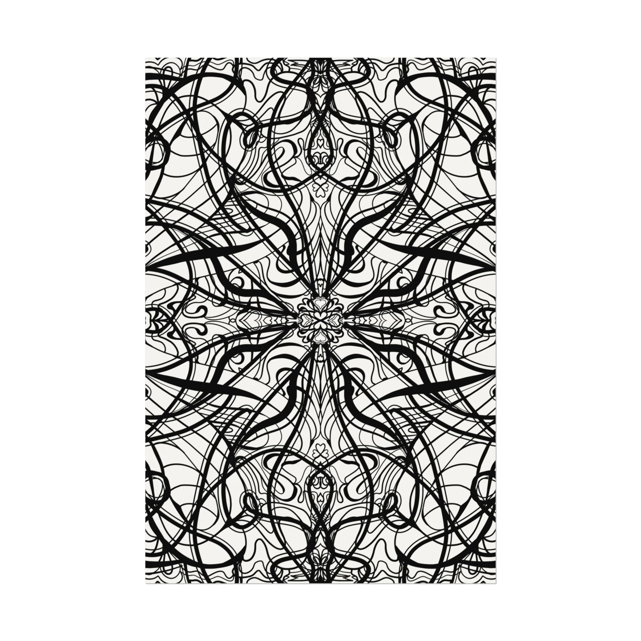 Large Wall Art to Coloring Posters - Large Symmetrical Illustration #119 - Art to Color – Premium Watercolor Coloring Poster (285gsm Cold Press Paper) 16x24, 24x36 & Huge 36"x54" inches