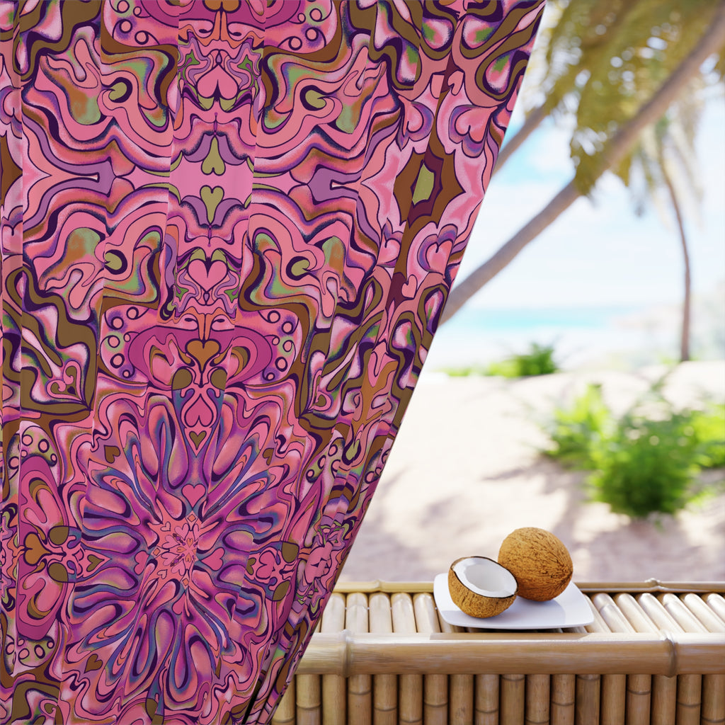 Mod Boho Dreams Blackout Curtain — in Magentas and Sepia (50×84", Single Panel)