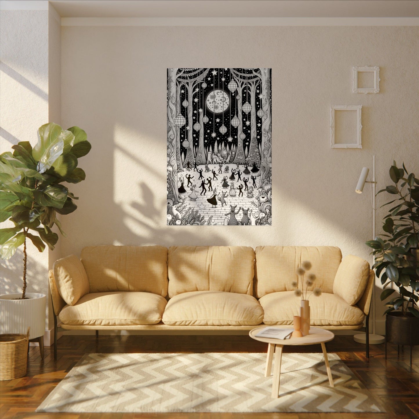 Moonlit Forest Dance – Premium Watercolor Coloring Poster (285gsm Cold Press Paper) 16x24, 24x36 & Huge 36"x54" inches