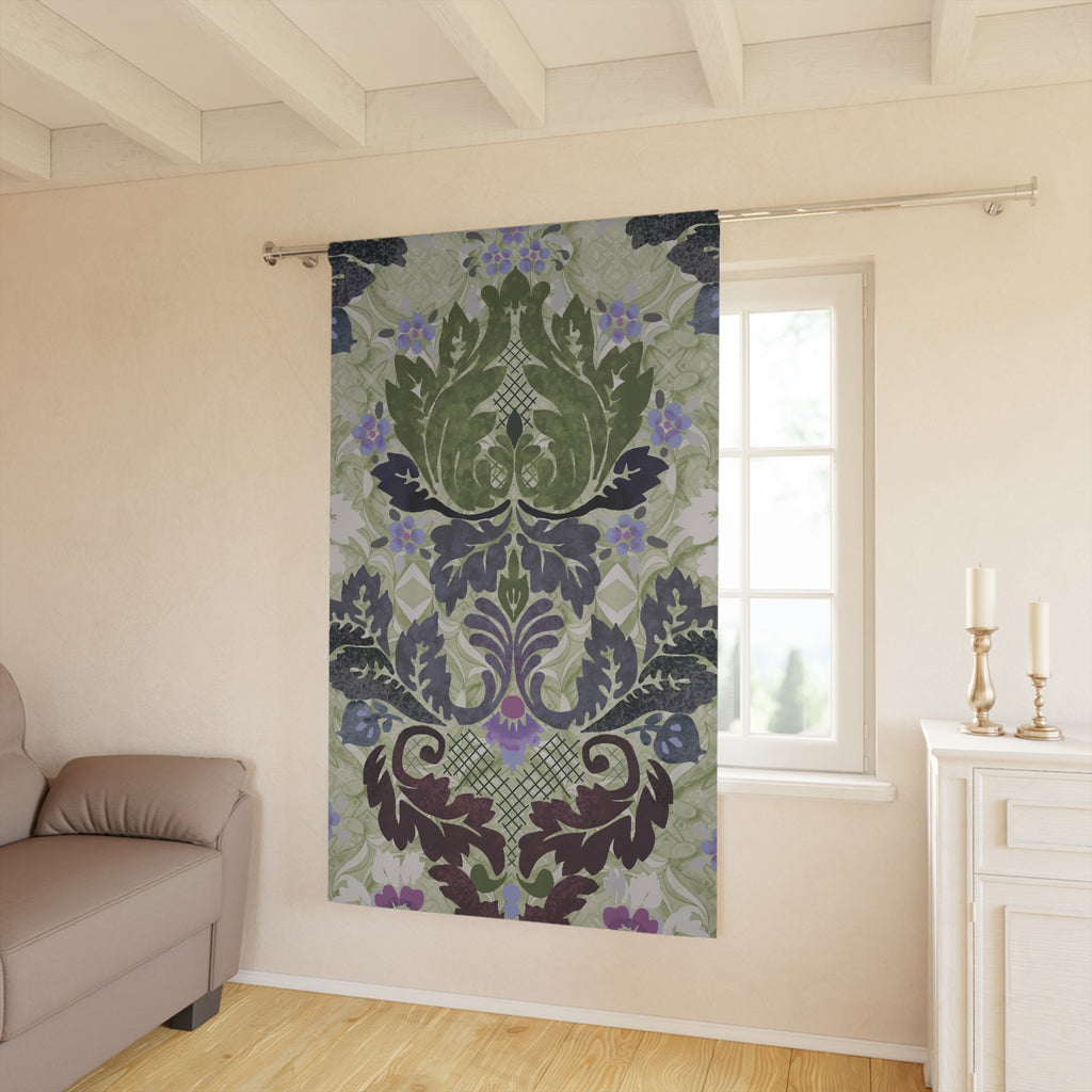 Victorian Farmhouse Sage Floral Blackout Curtain — Single 50x84" Panel