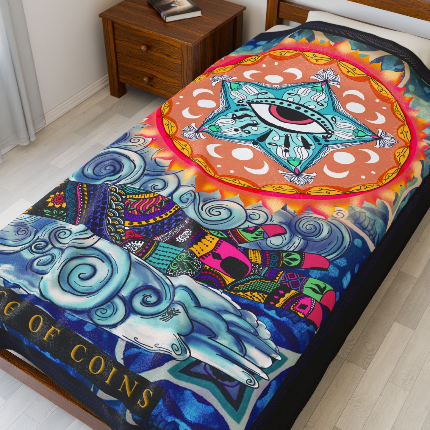 🌞✨ Ace of Coins – Tarot Art Velveteen Plush Blanket & Cozy Throw